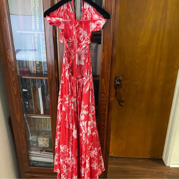 Free People Floral Red Maxi Dress with Slit Size XS - Picture 11 of 15